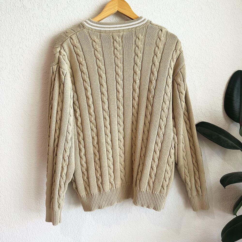 VTG Gap Cable Knit Sweater Large Modern Preppy Old Money Y2K Heavy Fisherman - Picture 3 of 7